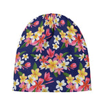Tropical Frangipani Plumeria Print Beanie