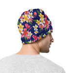 Tropical Frangipani Plumeria Print Beanie