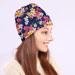 Tropical Frangipani Plumeria Print Beanie