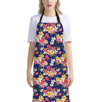 Tropical Frangipani Plumeria Print Bib Apron With Pocket