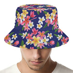 Tropical Frangipani Plumeria Print Bucket Hat
