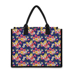 Tropical Frangipani Plumeria Print Canvas Tote Bag