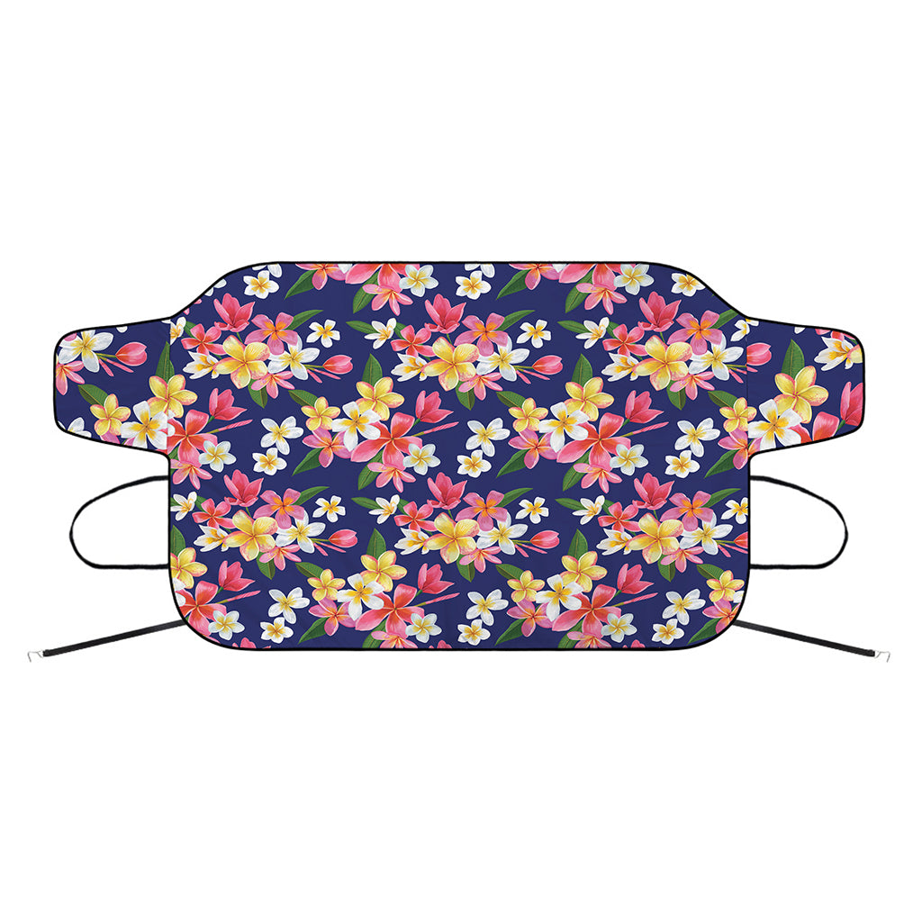 Tropical Frangipani Plumeria Print Car Windshield Snow Cover