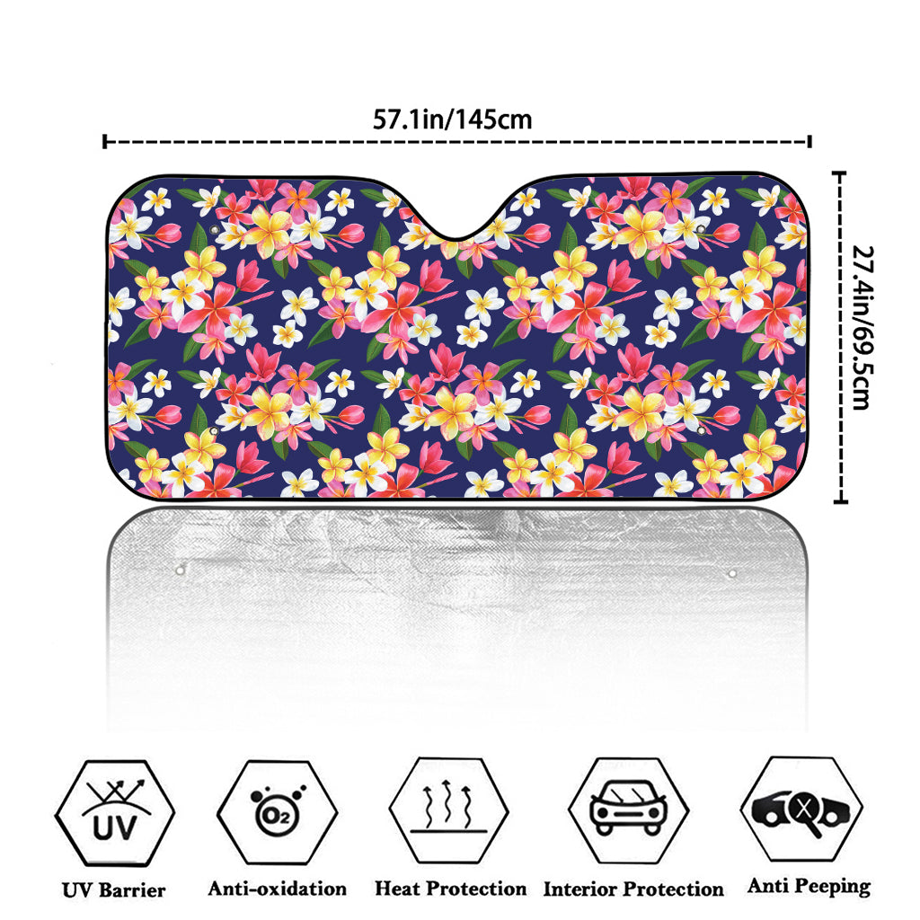 Tropical Frangipani Plumeria Print Car Windshield Sun Shade