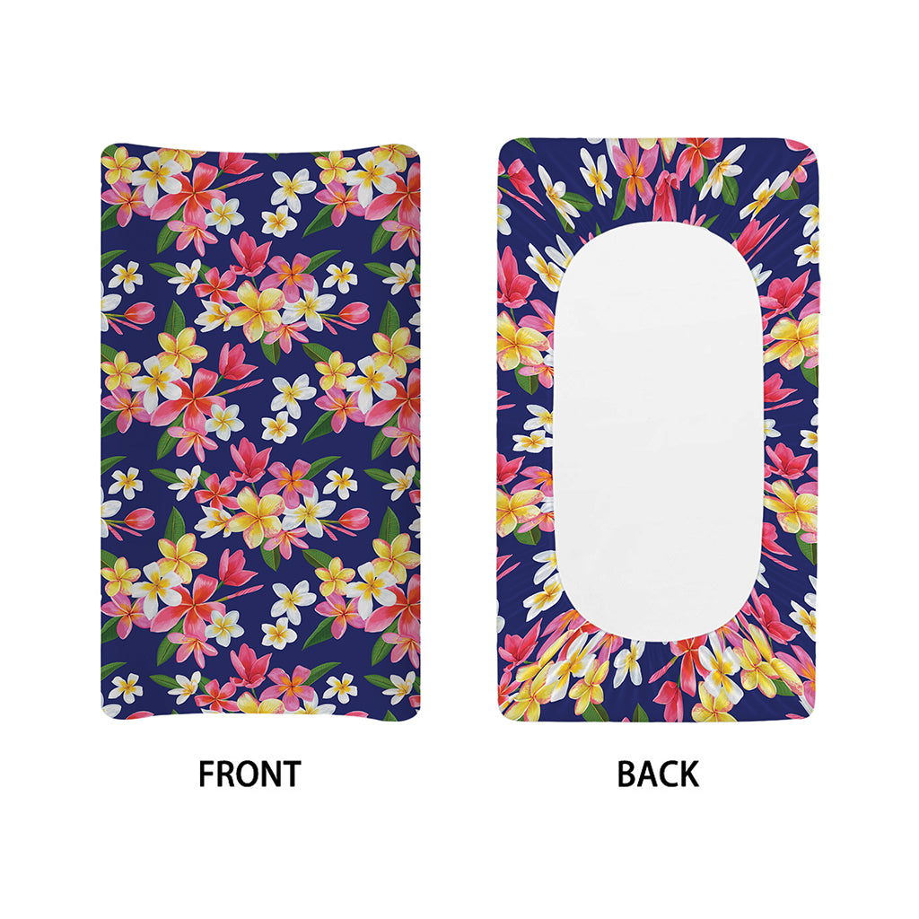 Tropical Frangipani Plumeria Print Changing Pad Cover