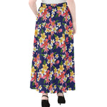 Tropical Frangipani Plumeria Print Chiffon Maxi Skirt