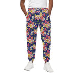 Tropical Frangipani Plumeria Print Cotton Pants