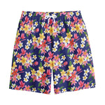 Tropical Frangipani Plumeria Print Cotton Shorts