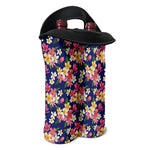 Tropical Frangipani Plumeria Print Double Neoprene Wine Tote