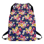 Tropical Frangipani Plumeria Print Drawstring Backpack