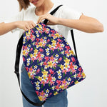 Tropical Frangipani Plumeria Print Drawstring Backpack
