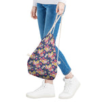 Tropical Frangipani Plumeria Print Drawstring Bag