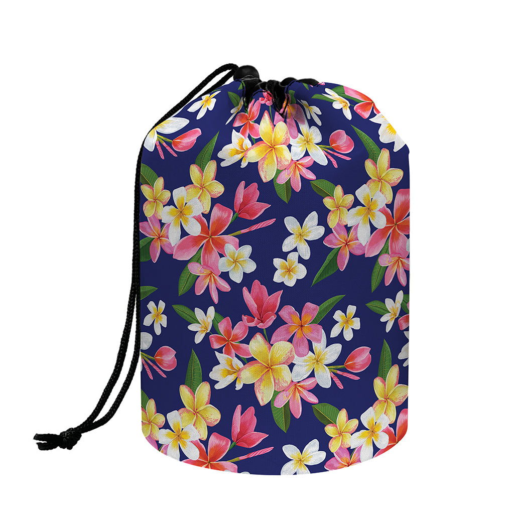 Tropical Frangipani Plumeria Print Drawstring Makeup Bag