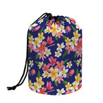 Tropical Frangipani Plumeria Print Drawstring Makeup Bag