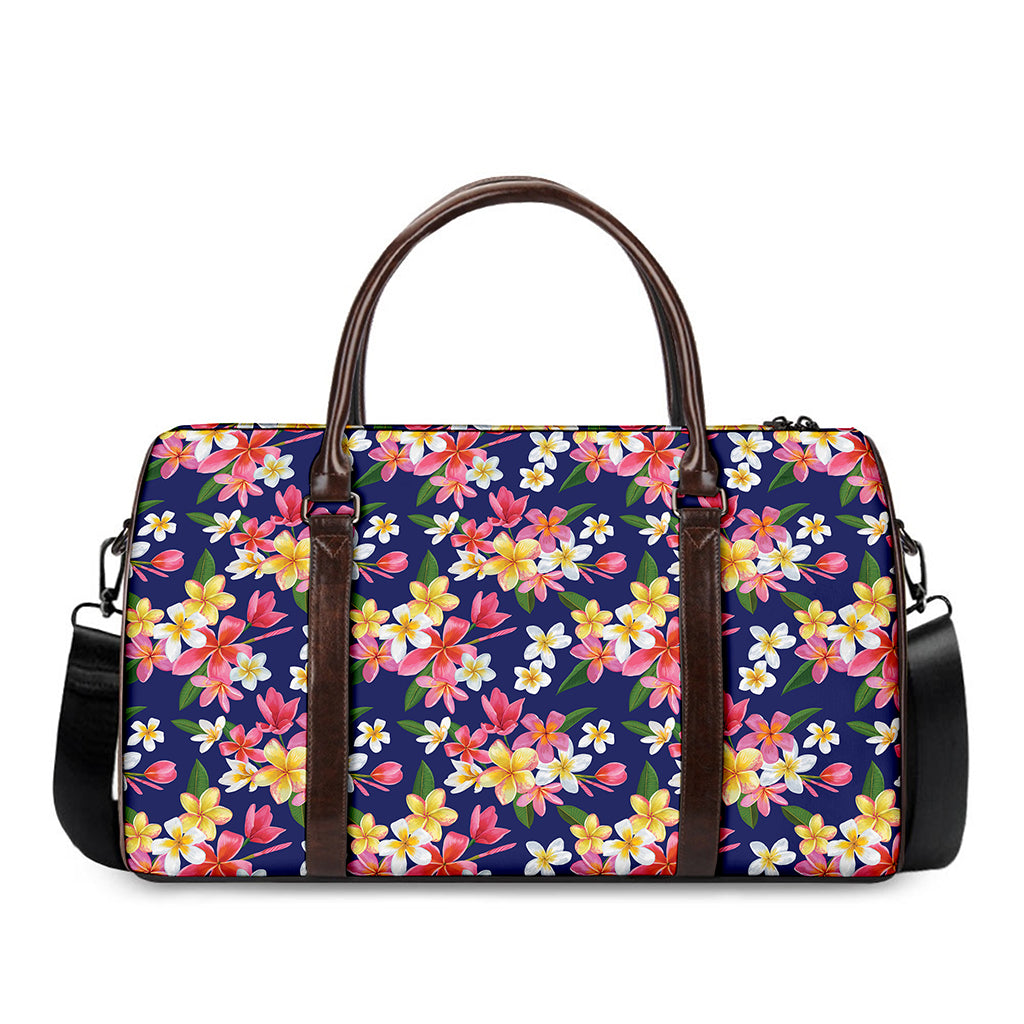 Tropical Frangipani Plumeria Print Duffle Bag
