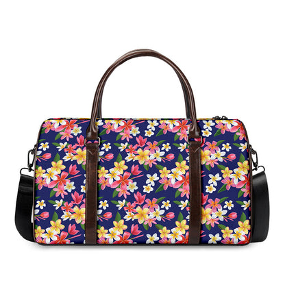 Tropical Frangipani Plumeria Print Duffle Bag