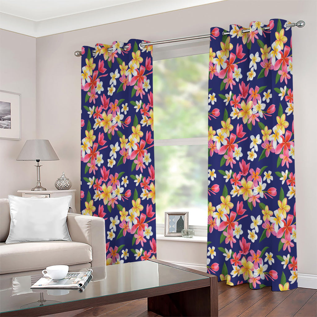 Tropical Frangipani Plumeria Print Extra Wide Grommet Curtains