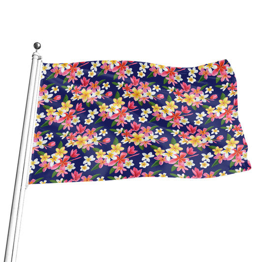 Tropical Frangipani Plumeria Print Flag