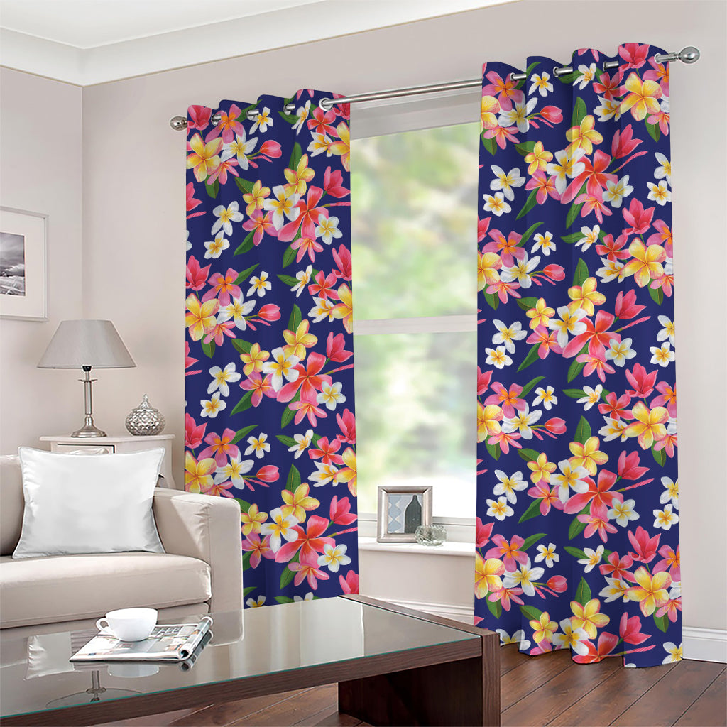 Tropical Frangipani Plumeria Print Grommet Curtains