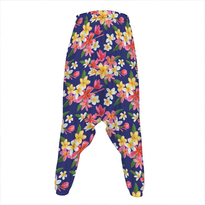 Tropical Frangipani Plumeria Print Hammer Pants