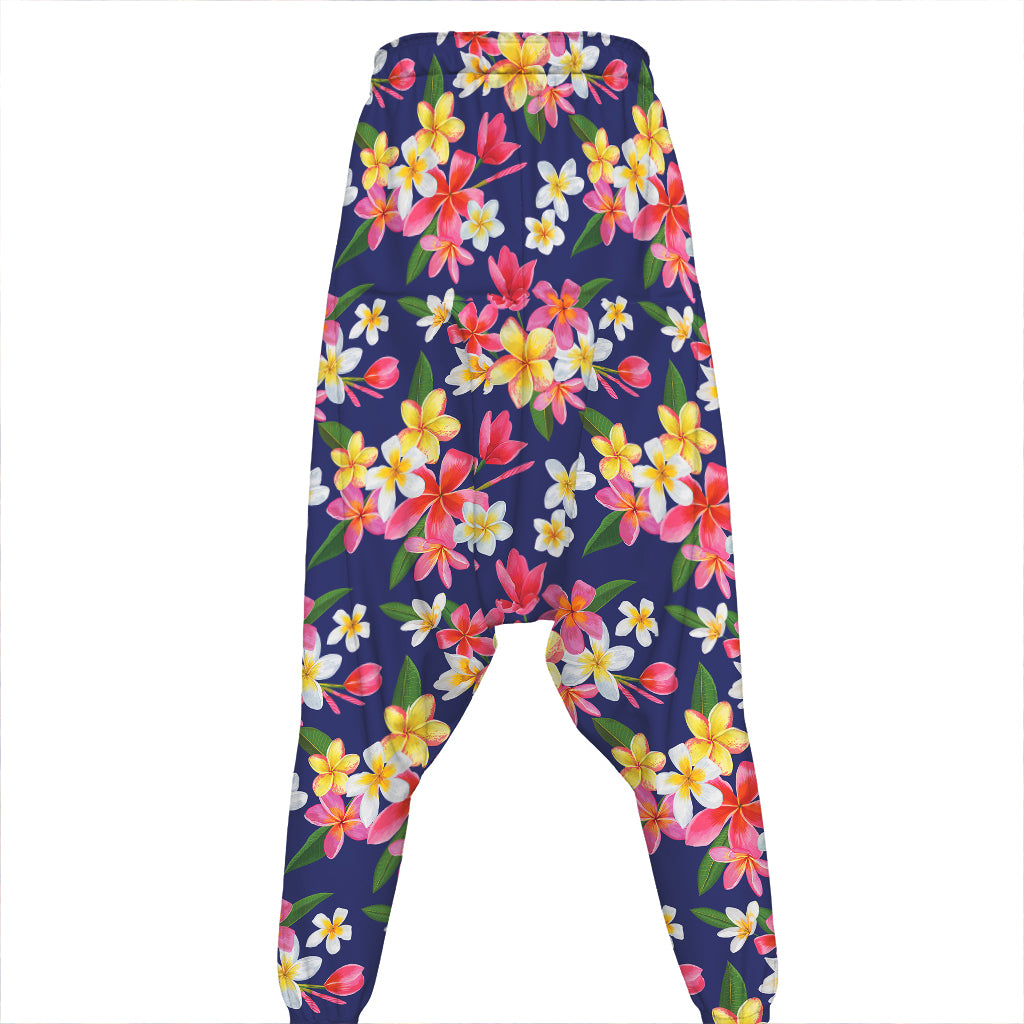 Tropical Frangipani Plumeria Print Hammer Pants