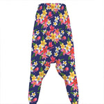Tropical Frangipani Plumeria Print Hammer Pants