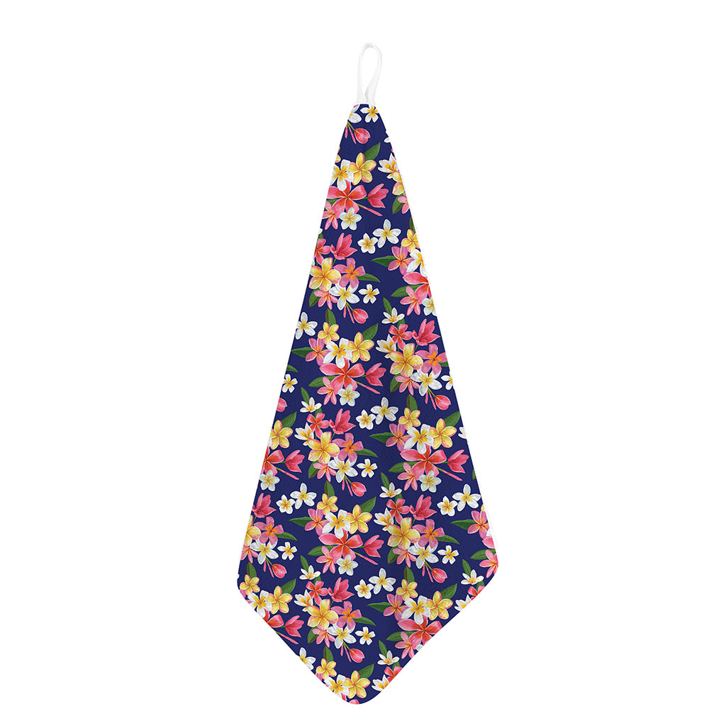 Tropical Frangipani Plumeria Print Hand Towel
