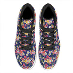 Tropical Frangipani Plumeria Print High Top Leather Sneakers