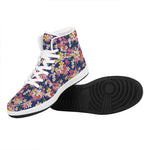 Tropical Frangipani Plumeria Print High Top Leather Sneakers