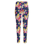 Tropical Frangipani Plumeria Print High-Waisted Pocket Leggings