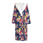 Tropical Frangipani Plumeria Print Hooded Bathrobe
