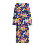 Tropical Frangipani Plumeria Print Hooded Bathrobe
