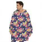 Tropical Frangipani Plumeria Print Hoodie Blanket