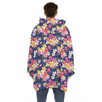 Tropical Frangipani Plumeria Print Hoodie Blanket