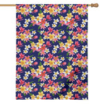Tropical Frangipani Plumeria Print House Flag