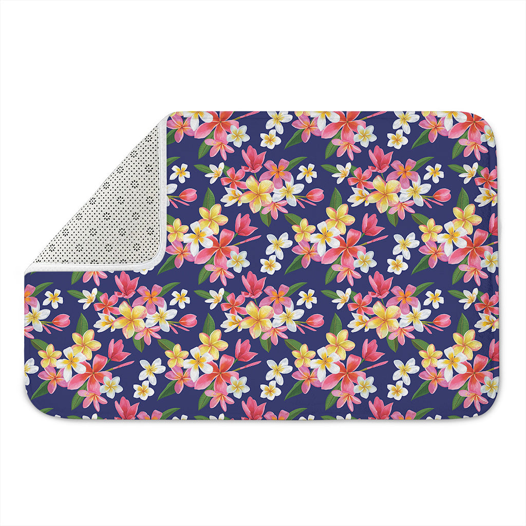 Tropical Frangipani Plumeria Print Indoor Door Mat