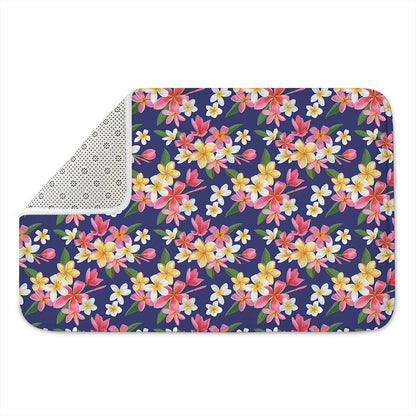 Tropical Frangipani Plumeria Print Indoor Door Mat