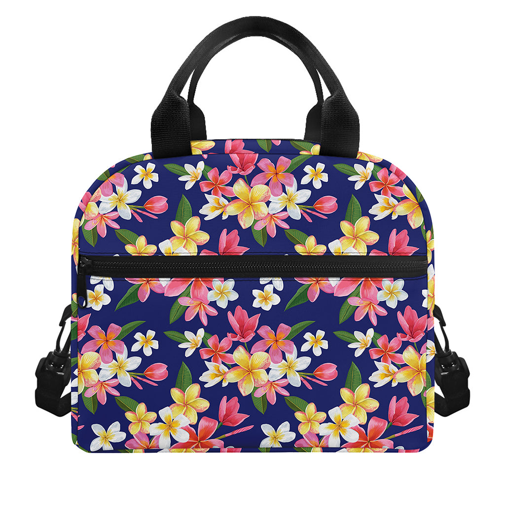 Tropical Frangipani Plumeria Print Insulated Lunch Bag