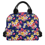 Tropical Frangipani Plumeria Print Insulated Lunch Bag