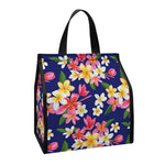 Tropical Frangipani Plumeria Print Insulated Lunch Tote