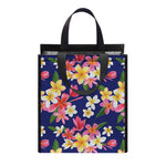 Tropical Frangipani Plumeria Print Insulated Lunch Tote
