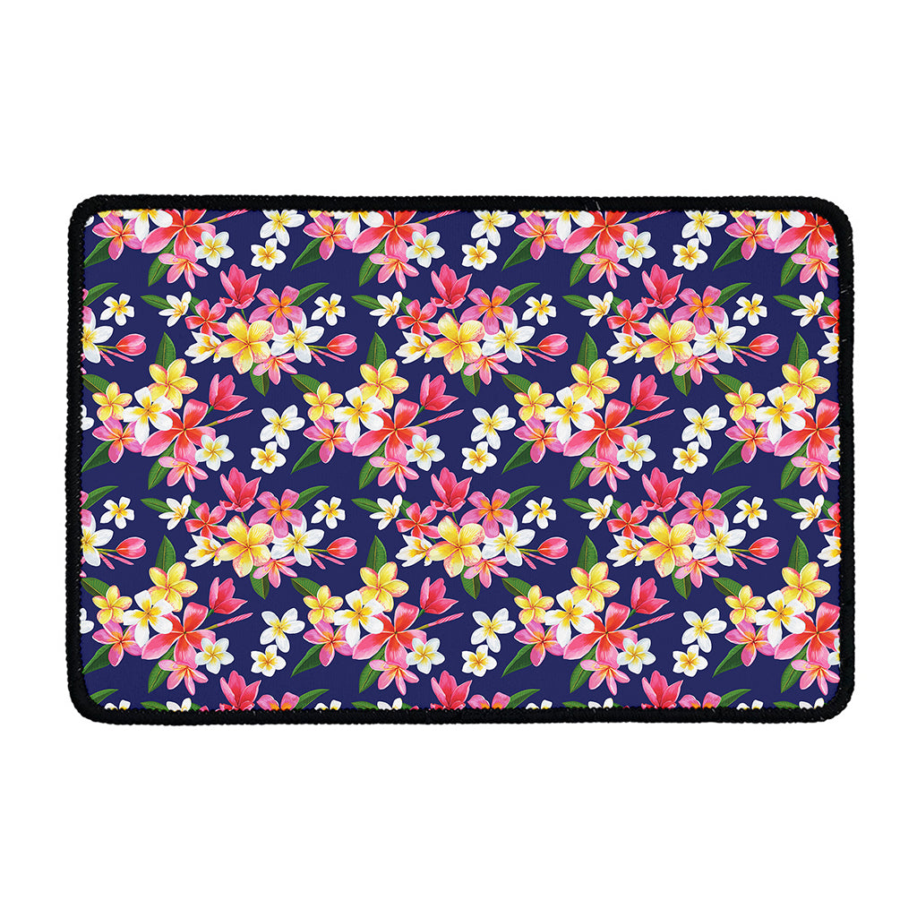 Tropical Frangipani Plumeria Print Kitchen Mat