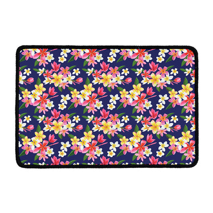 Tropical Frangipani Plumeria Print Kitchen Mat