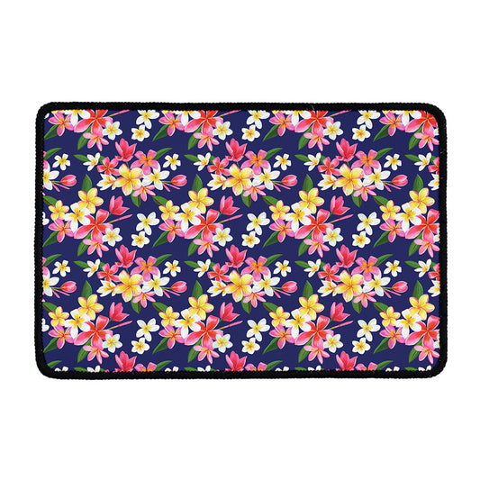 Tropical Frangipani Plumeria Print Kitchen Mat