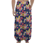 Tropical Frangipani Plumeria Print Lantern Pants