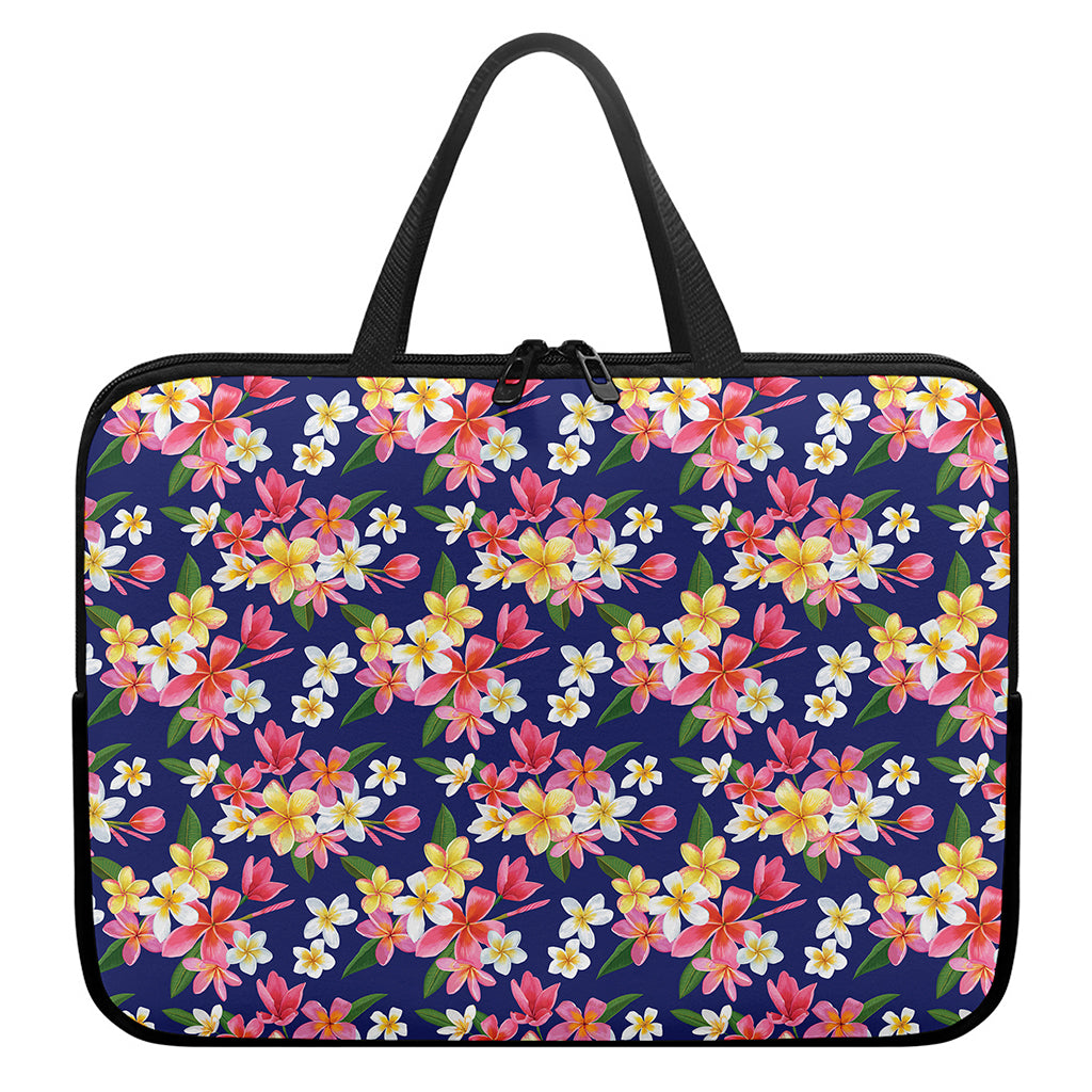 Tropical Frangipani Plumeria Print Laptop Sleeve With Handle