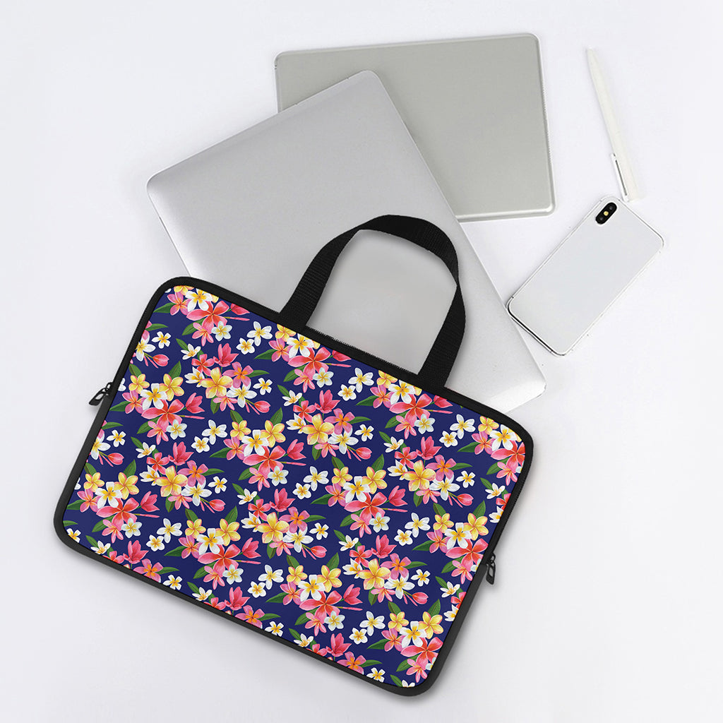 Tropical Frangipani Plumeria Print Laptop Sleeve With Handle