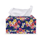 Tropical Frangipani Plumeria Print Leather Tissue Box Cover