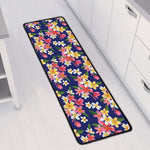 Tropical Frangipani Plumeria Print Long Kitchen Mat