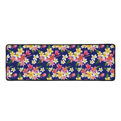Tropical Frangipani Plumeria Print Long Kitchen Mat